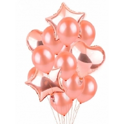 Zestaw balonów różowe złoto - 14 szt.